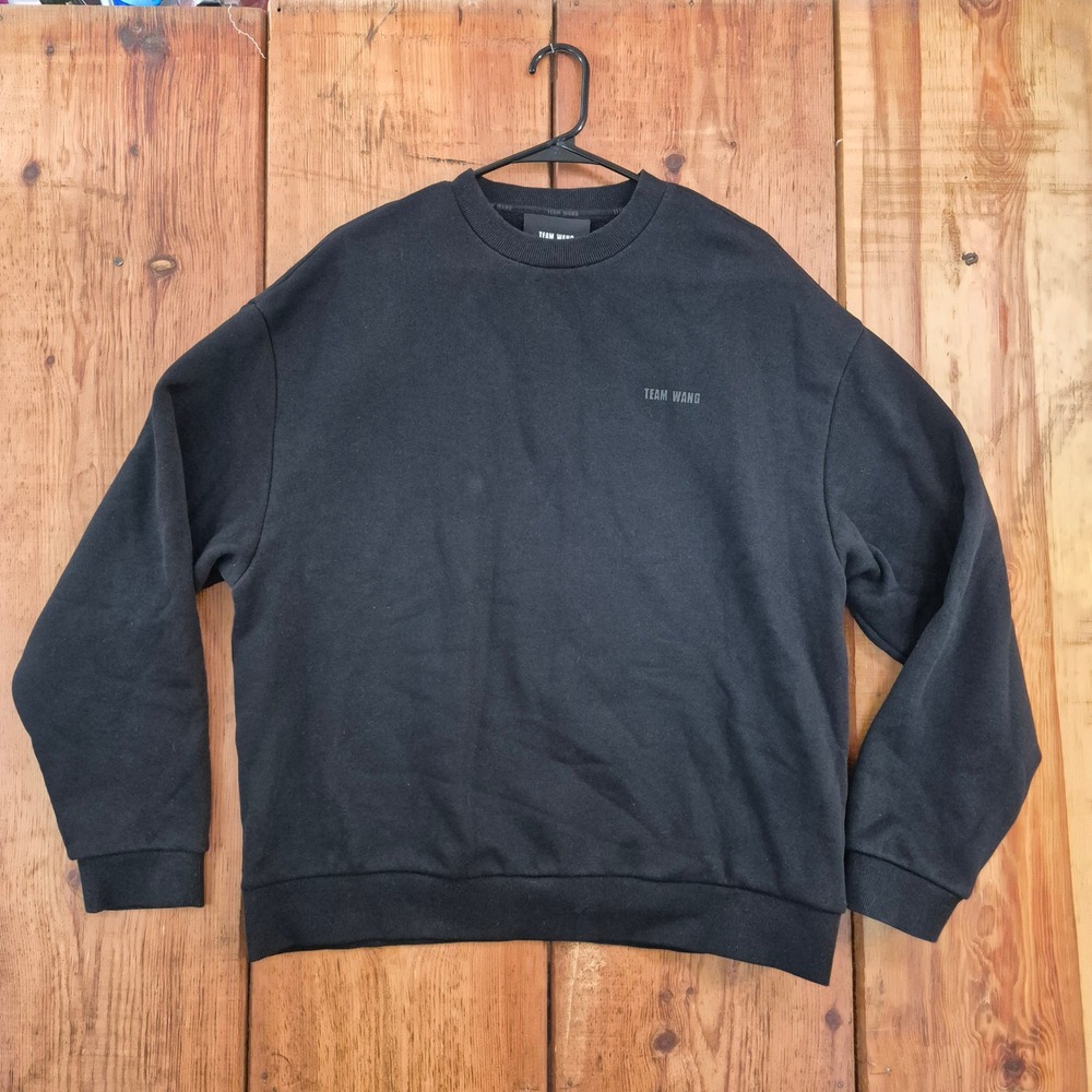 Team Wang Design Black Crewneck Sweatshirt Logo Graphic Mens Size 1 Small